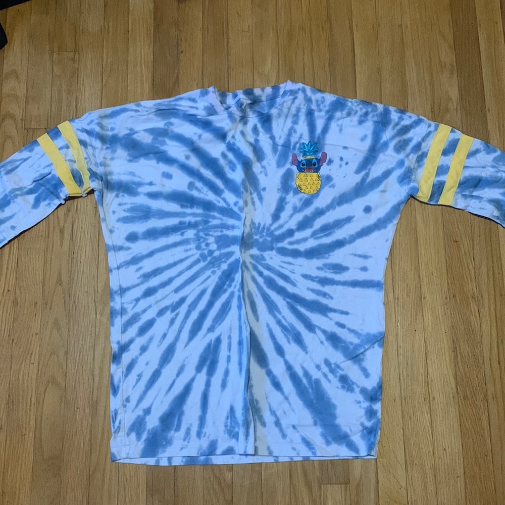 Blue stitch tie dye long sleeve